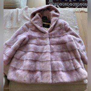 Mink fur coat pink color